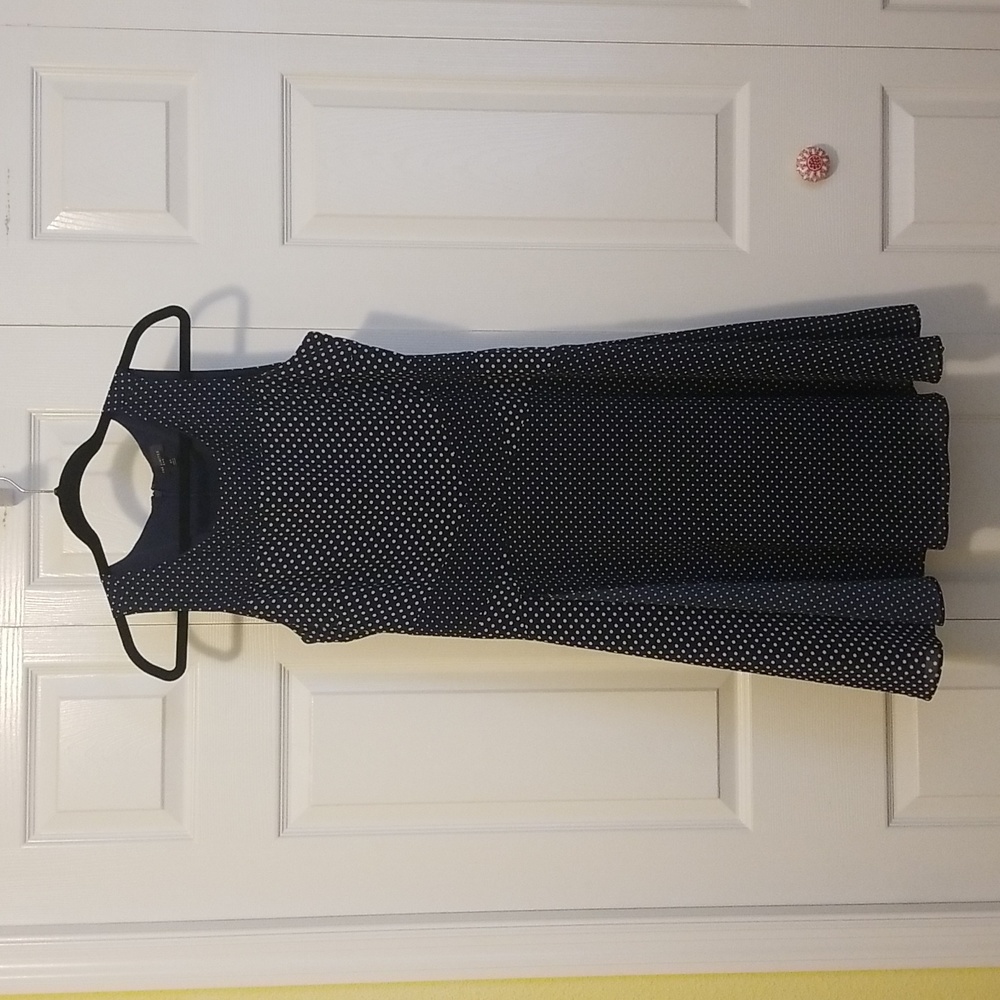 The Limited - Navy blue and white polka dot sleeveless dress Size 10